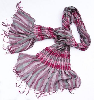 Stretch check grey and pink scarf